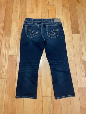 Silver Jeans Dark Indigo Jeans with Beige Patch